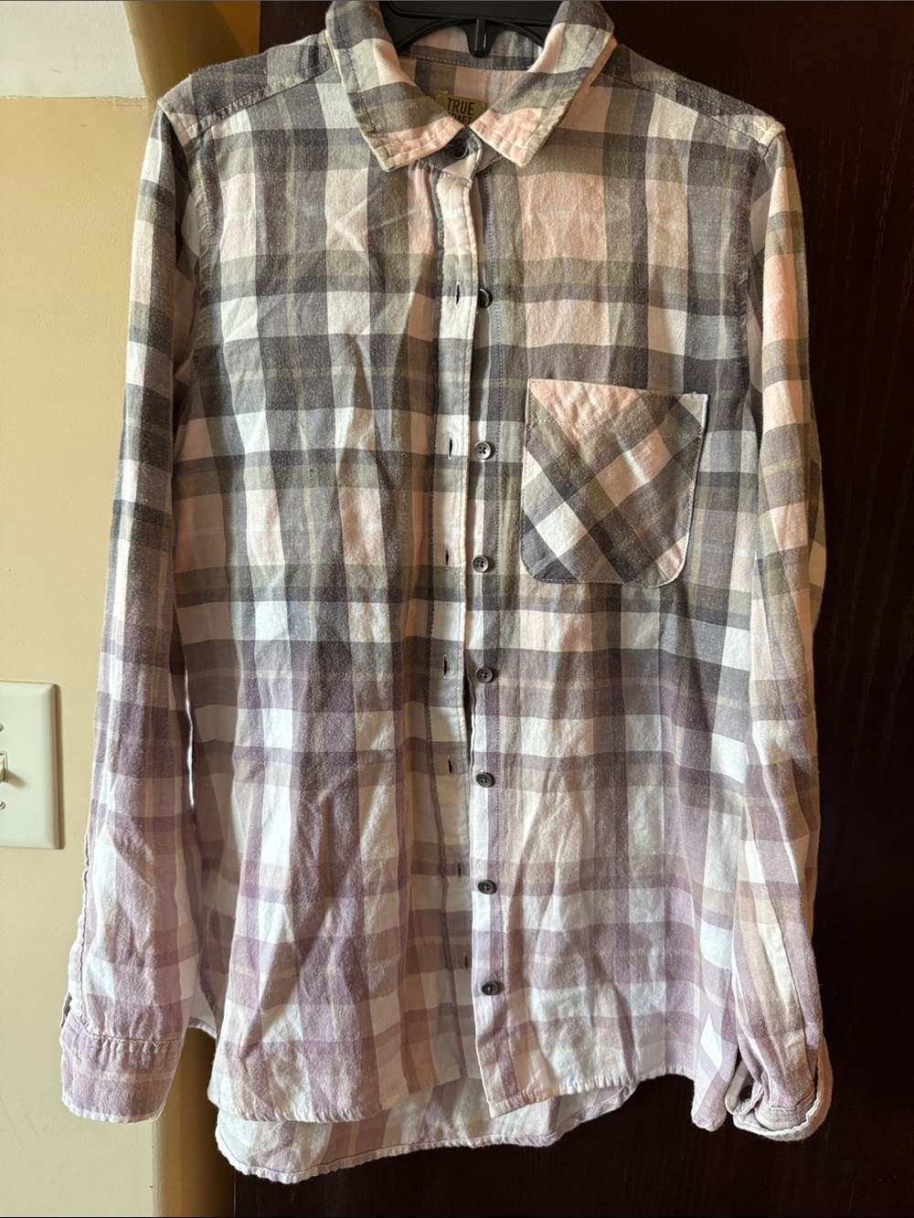 True Craft Plaid Button-Down Shirt in Pink and Gray